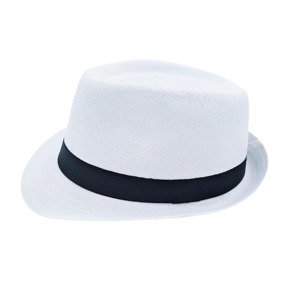 7111 Unisex Classic 1920s Fedora Hat Short Brim Panama Trilby Hat Summer